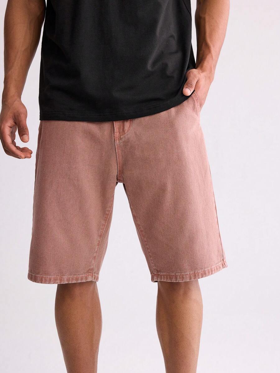 Forever 21 Men's 90s Oversized Style Denim Short In Washed Pink - Dusty Pink - View 1