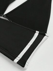 SHEIN Unity ملابس علوية صيف المرأة بقصة مقلوبة الألوان، عميقة الياقة V، ملابس علوية صدرية جذابة على العنق