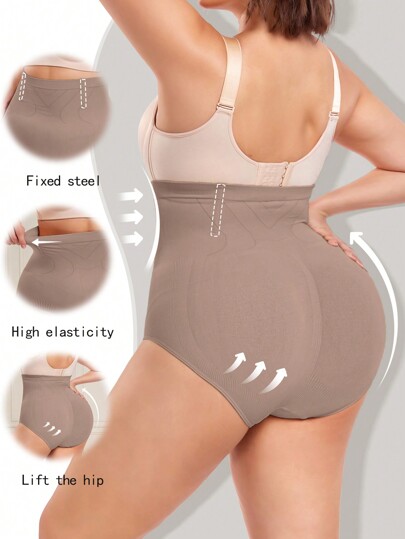 Bragas triangulares sin costuras de talla grande con cintura alta, 1 pieza