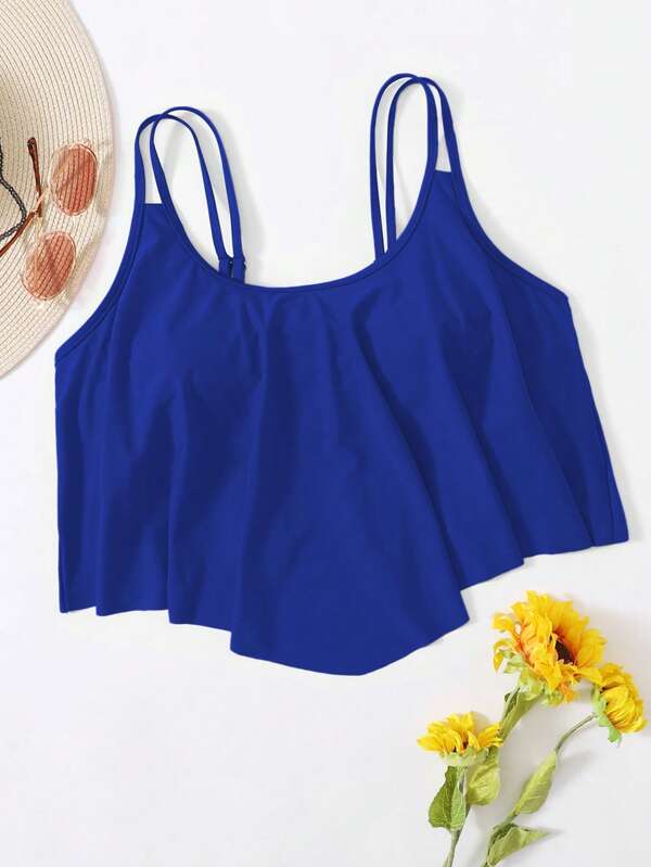 SHEIN Swim Curve ملابس علوية سباحة نسائي بمقاس زائد بتصميم بسيط بلون صلب