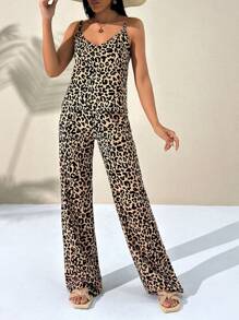 EURMUSE Leopard Two Pieces Top And Pants - Multicolor - View 4