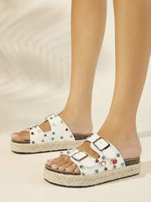 SHUZIA Women's Fashionable Rhinestone Decorated Peep Toe Wedge Sandals