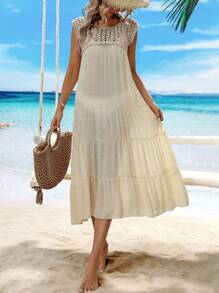 Breezaya Women's Solid Color Sleeveless Beach Dress, Perfect For Vacation - Apricot - View 6