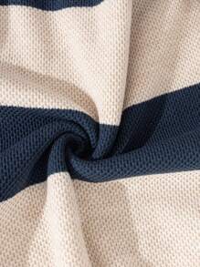 RueChic Men Color Block Half Zipper Moss Stitch Regular Sweater - Blue and White - View 6