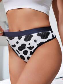 3pcs/Pack Plus Size Cow Print Triangle Panties - Multicolor - View 6