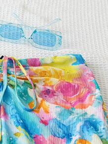 Soleia Wywh Damen Bunt Bedruckter A-linien-rock Mit Kordelzug Für Freizeit Und Urlaub