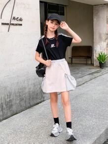 少女街頭風格色塊功能性大口袋工作裙 - 灰色 - 查看 5
