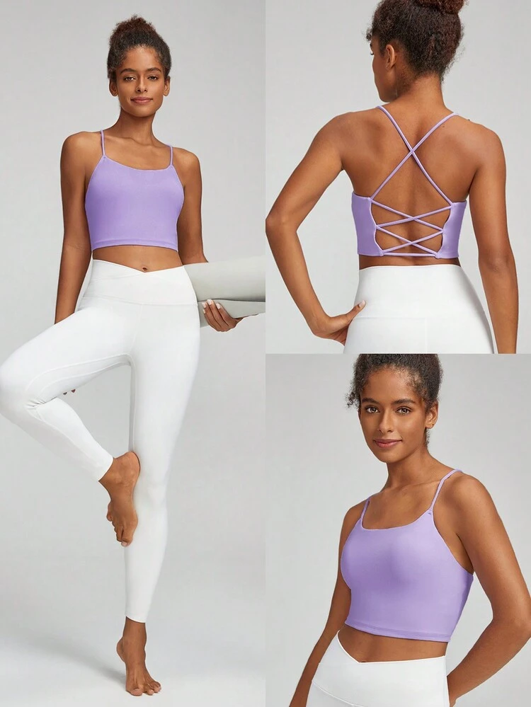 FeatherFit™ Crisscross Back Loneline Sports Bra Tank Top Light Support Low Impact Yoga Pilates Daily