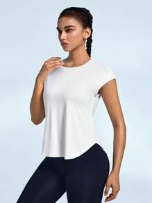 Easithlete Áo lưới thể thao nữ tay ngắn, thiết kế lưng - trắng - Xem 7