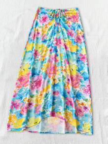 Soleia Wywh Damen Bunt Bedruckter A-linien-rock Mit Kordelzug Für Freizeit Und Urlaub