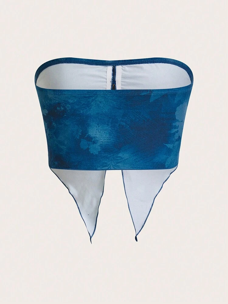 Ladies' Summer Dip Dye Asymmetrical Hem Off Shoulder Bandeau Top