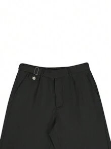 Manfinity Mode Pantalones chinos cónicos de unicolor para hombre casual - Negro - Ver 5