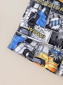 Baby Girl Summer Cartoon Printed Short-Sleeve Top And Top Matched With Elastic Waist Shorts Outfits - Multicolor - View 7