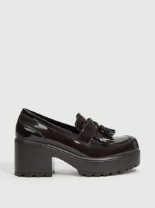 CUCCOO BIZCHIC Women Shoes Tassel Decoration Thick Soled Fashion Versatile Black Loafers Vacation Shoes Summer - Coffee Brown - View 3