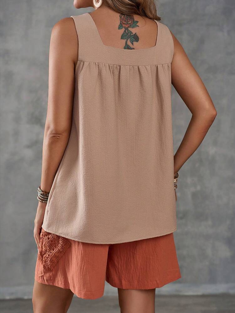 Ladies' Solid Color Single-Breasted Casual Summer Tank Top