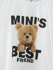 SHEIN Conjunto De 3 Piezas Para Chicos Jóvenes, Chaleco Casual, Camiseta De Manga Corta Con Patrón De Oso Lindo Y Shorts, Cómodo Y Moderno, Adecuado Para Primavera Y Verano