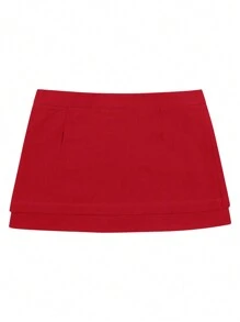 SHEIN EZwear Minifalda de cintura baja con lazo de unicolor para el verano