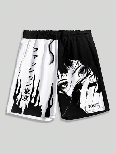 Shorts da basket con stampa anime, tessuti, adatti per primavera ed estate, per la scuola