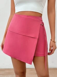 Chiquease Women's Simple Solid Everyday Buckle Shorts - Watermelon Pink - View 6