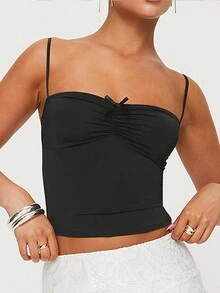 Áo tank top nữ thời trang họa tiết bướm, thiết kế xếp ly, dáng ôm, màu đen, thích hợp mặc mùa hè. - màu đen - Xem 5