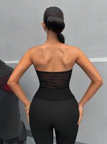 SHEIN SXY Grace Rhinestones Holiday Party Women's Music Festival Fashion Rhinestone Decorated Strapless Top