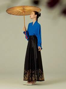 Váy Maxi Jacquard Hoa Phong Cách Trung Hoa Cho Nữ - màu đen - Xem 4