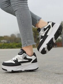 Teenagers Fashionable And Minimalistic Thick-Soled Roller Skating Shoes - Multicolor - View 2