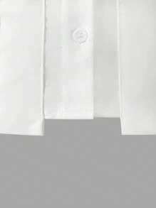 Pasujące stroje dla młodej dziewczynki "Mama i ja" (2 sztuki sprzedawane osobno) Casual, podstawowy, do pracy w stylu college'u, biała koszula z krótkim rękawem, kieszeniami i rozszerzanymi spodniami w kolorze khaki, odpowiednia na lato, jesień, szkołę, codzienne wyjścia i dopasowanie matka-córka - Wielokolorowe - Zobacz 6