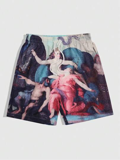 Street Life Men's Religious Figure Print Shorts, Summer