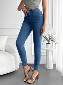 EURMUSE 女士貼身修身牛仔褲 - 淺色水洗藍 - 查看 3