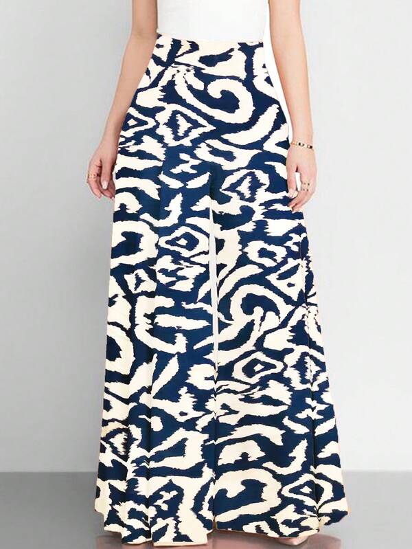 Women's High Waist Casual Culottes With Flowing Drape