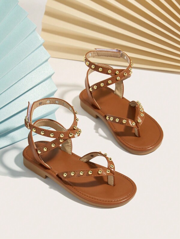 1 Pair Tangerine Roman Style Princess Sandals, All-Match
