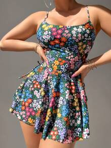 Swim Vcay 假日海滩碎花细肩带连衣裙比基尼套装夏季 - 彩色 - 查看 3