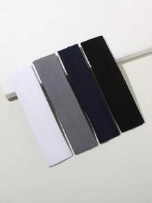ROMWE 4入組純色彈性頭帶，適用於運動和休閒