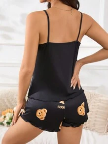 Set de pijamale PJS3 pentru femei, țesătură de mătase cu lapte imprimată digital 140g