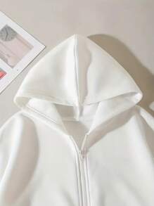 INAWLY 女士休闲蝴蝶与字母印花连帽运动衫，带保暖内衬，长袖上衣 - 白色 - 查看 5