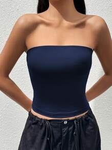 Sweetina Women's Knitted Top In Dark Blue - Navy Blue - View 4