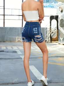 Ripped Skinny Women's Denim Shorts