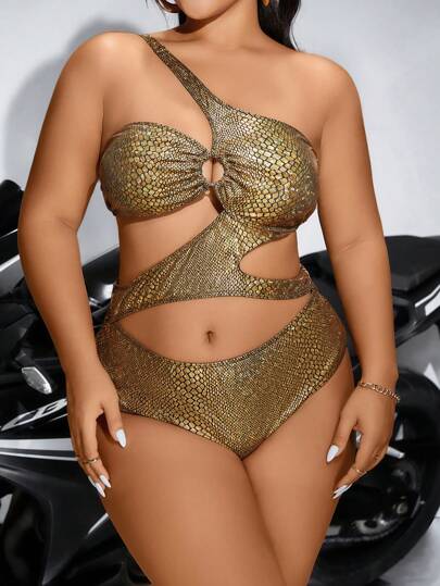 Swim EVENT Traje de baño de una pieza talle grande dorado