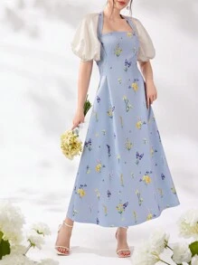 Modelyn 女士随机印花简约风格阿拉伯日常连衣裙长款晚礼服 - 彩色 - 查看 4