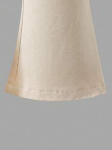 Pasujące stroje dla młodej dziewczynki "Mama i ja" (2 sztuki sprzedawane osobno) Casual, podstawowy, do pracy w stylu college'u, biała koszula z krótkim rękawem, kieszeniami i rozszerzanymi spodniami w kolorze khaki, odpowiednia na lato, jesień, szkołę, codzienne wyjścia i dopasowanie matka-córka - Wielokolorowe - Zobacz 4