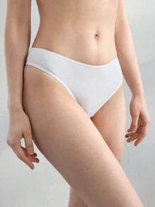 Ocili Leisure Natural Comfy & Soft Cotton Pleated Back Low Waist Cheeky Briefs-White