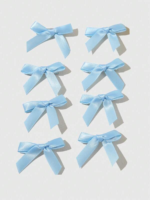 ROMWE Kawaii 8pcs Solid Color Mini Bow Hair Clips, Y2K Style Hair Barrettes Suitable For Side Clip With Short Hair Or Long Braids Valentines Claw Clips