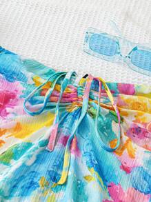 Soleia Wywh Damen Bunt Bedruckter A-linien-rock Mit Kordelzug Für Freizeit Und Urlaub