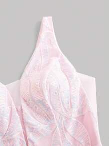 SHEIN Belle Elegant Romantic Pink Halter Deep V-Neck Gauze High Waist Bandage Slim Fit Mermaid Hem Dress With Fine Bead Decoration, Perfect For Dating, Graduation, Back To School, Single Party, Wedding, Activities, Banquet Prom Semi Formal Wedding Guest Dress, For Birthday, Homecoming - Baby Pink - View 4