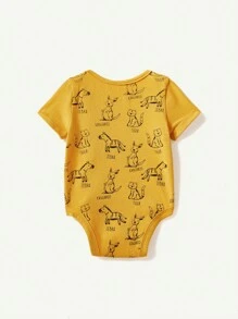 Cozy Pixies Newborn Baby Boy Cartoon Kangaroo Pattern Soft Knit Round Neck Short Sleeve Bodysuit With Lap Shoulder Three-Pack - Navy Blue - View 7