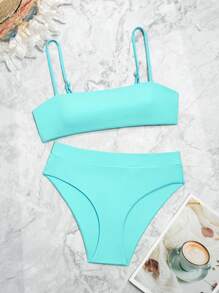 SHEIN Swim Women Sexy Solid Color Bikini Set For Vacation, Vocation Bikini Set Summer Beach