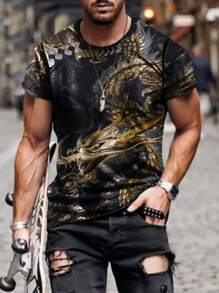 Manfinity LEGND 男士大码龍印花T恤 - 彩色 - 查看 1