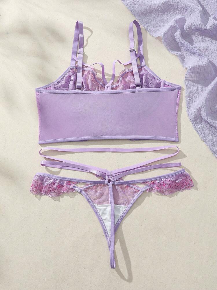 Plus Size Lace Splicing Tie-Up Fashionable And Sexy Lingerie