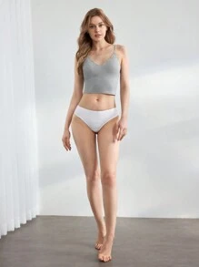 Ocili Leisure Natural Comfy & Soft Cotton Pleated Back Low Waist Cheeky Briefs-White